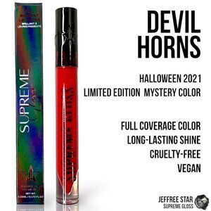JEFFREE STAR HALLOWEEN 21 SUPREME GLOSS FULL PIGMENT LIP COLOR DEVIL HORNS RED